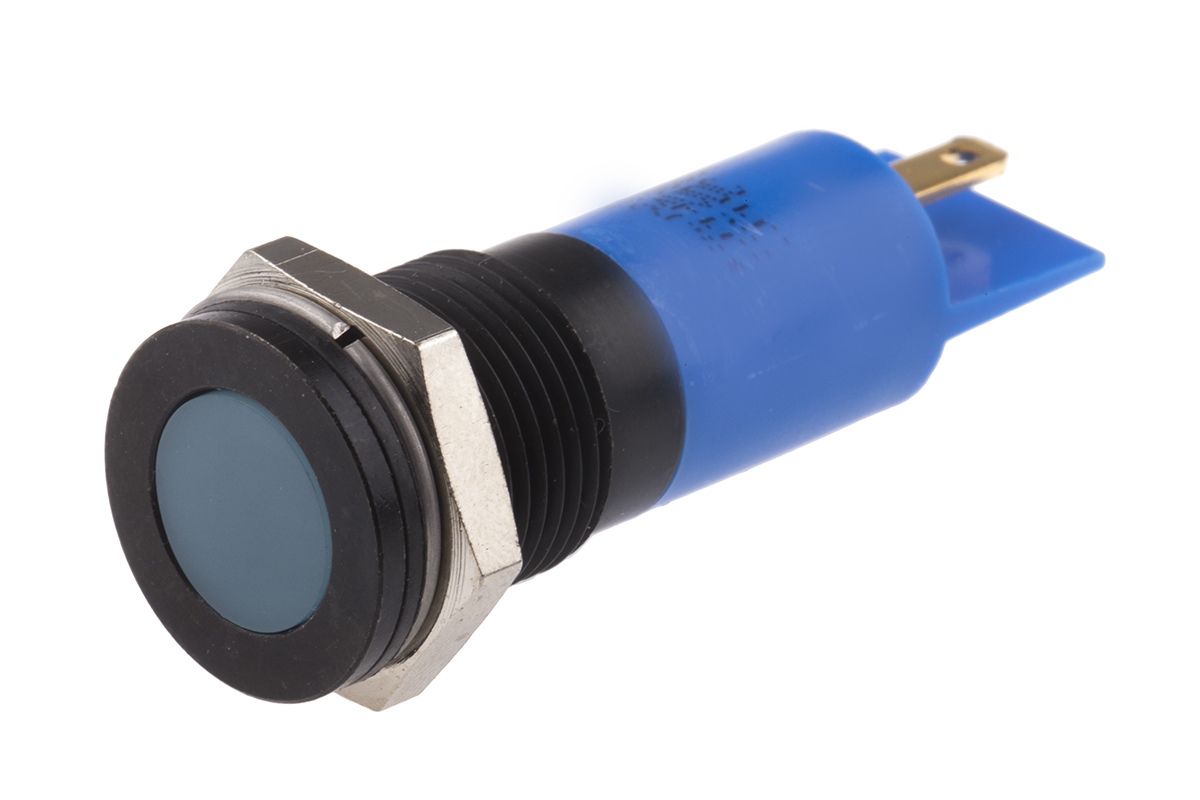 RS PRO Blue Panel Mount Indicator, 24V dc, Solder Tab Termination, IP67