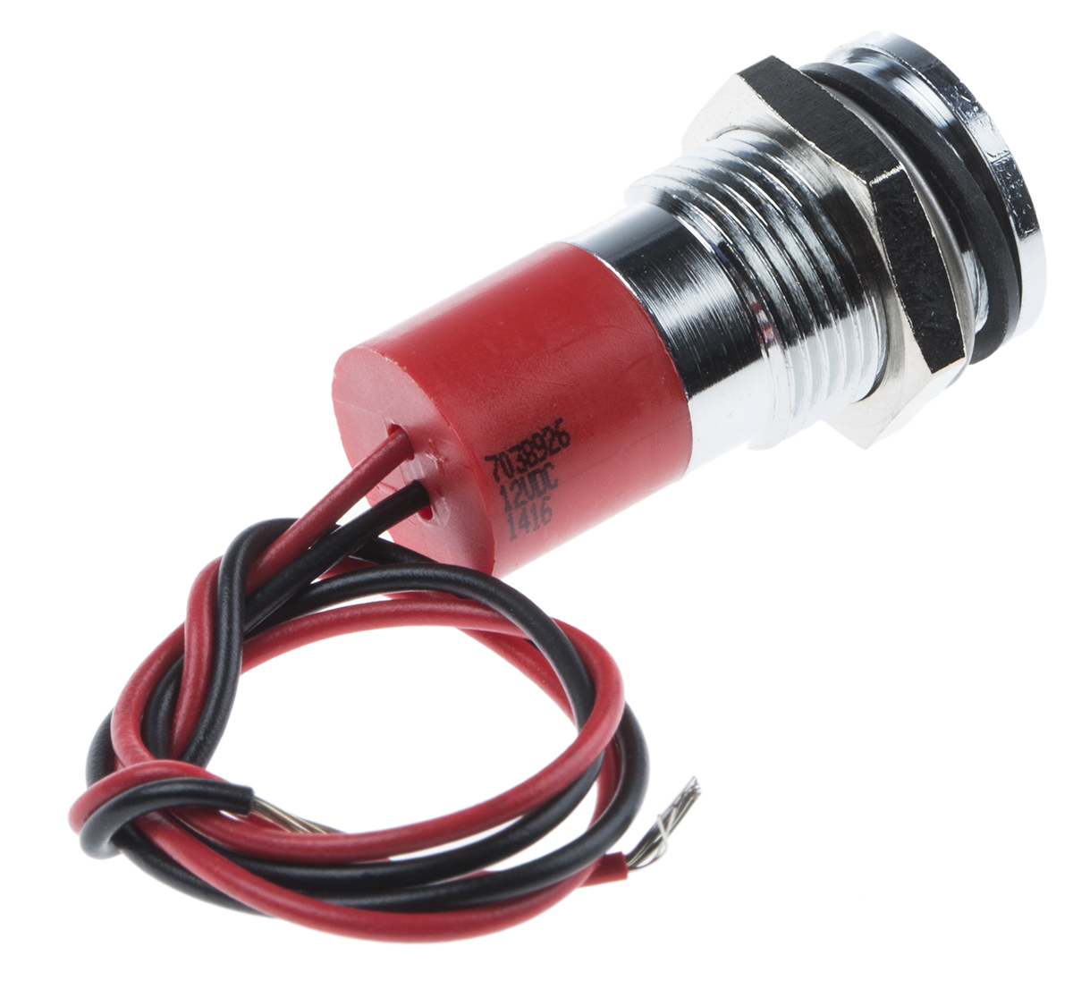 703-8926 RS PRO Red Panel Mount Indicator, 12V dc, Lead Wire Termination, IP67