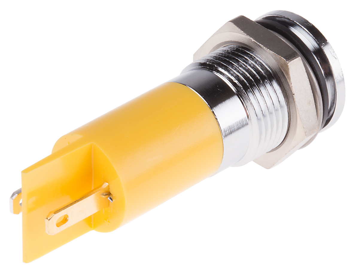 703-8942 RS PRO Yellow Panel Mount Indicator, 24V dc, Lead Wire Termination, IP67