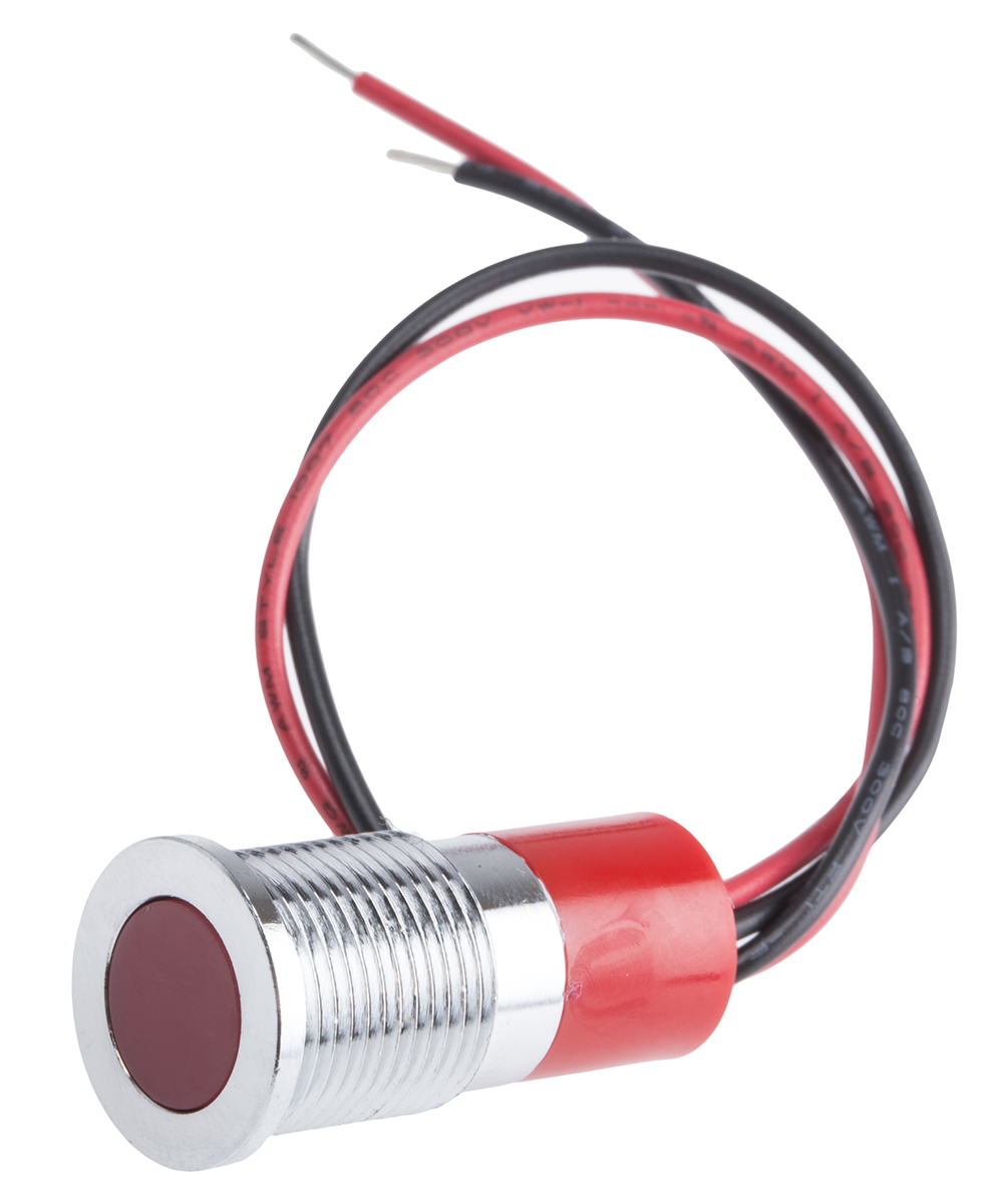 RS PRO Red Panel Mount Indicator, 24V dc, Lead Wire Termination, IP67