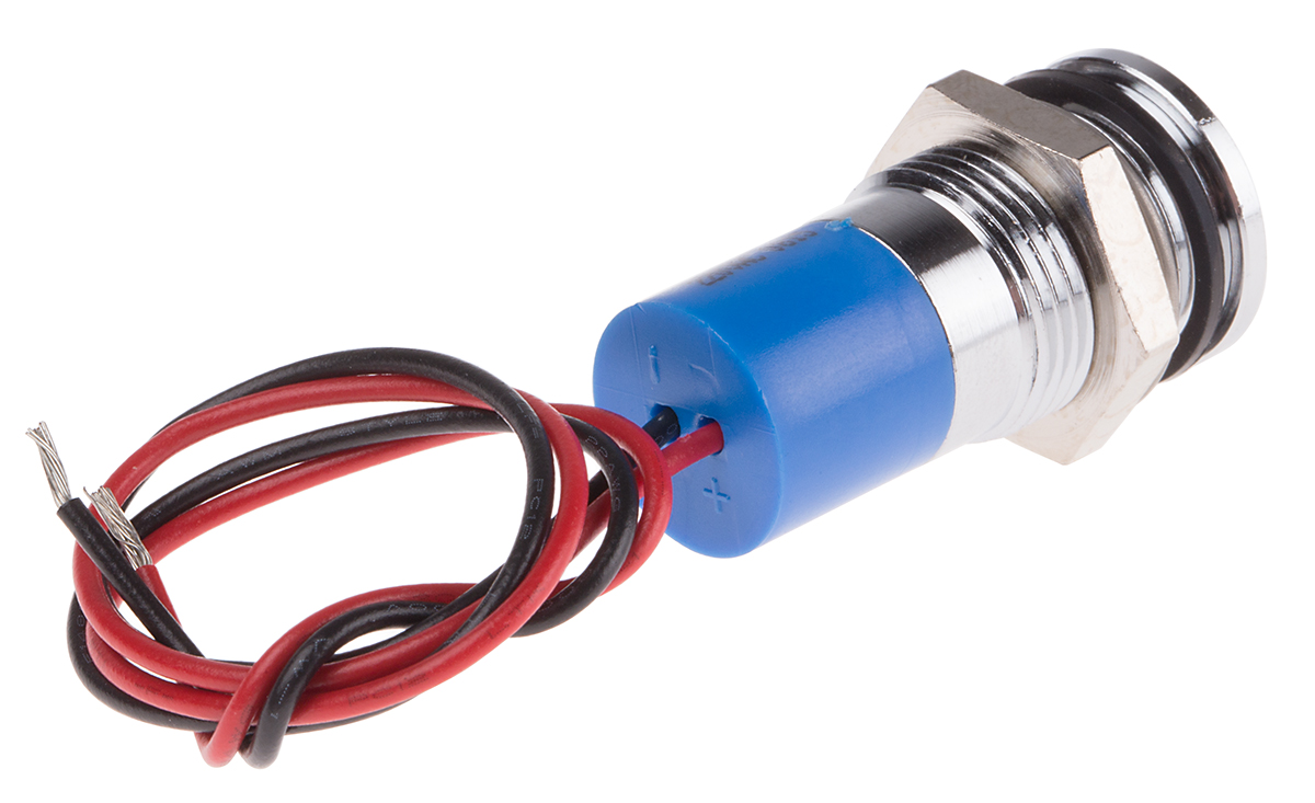 703-8964 RS PRO Blue Panel Mount Indicator, 220V ac, Lead Wire Termination, IP67