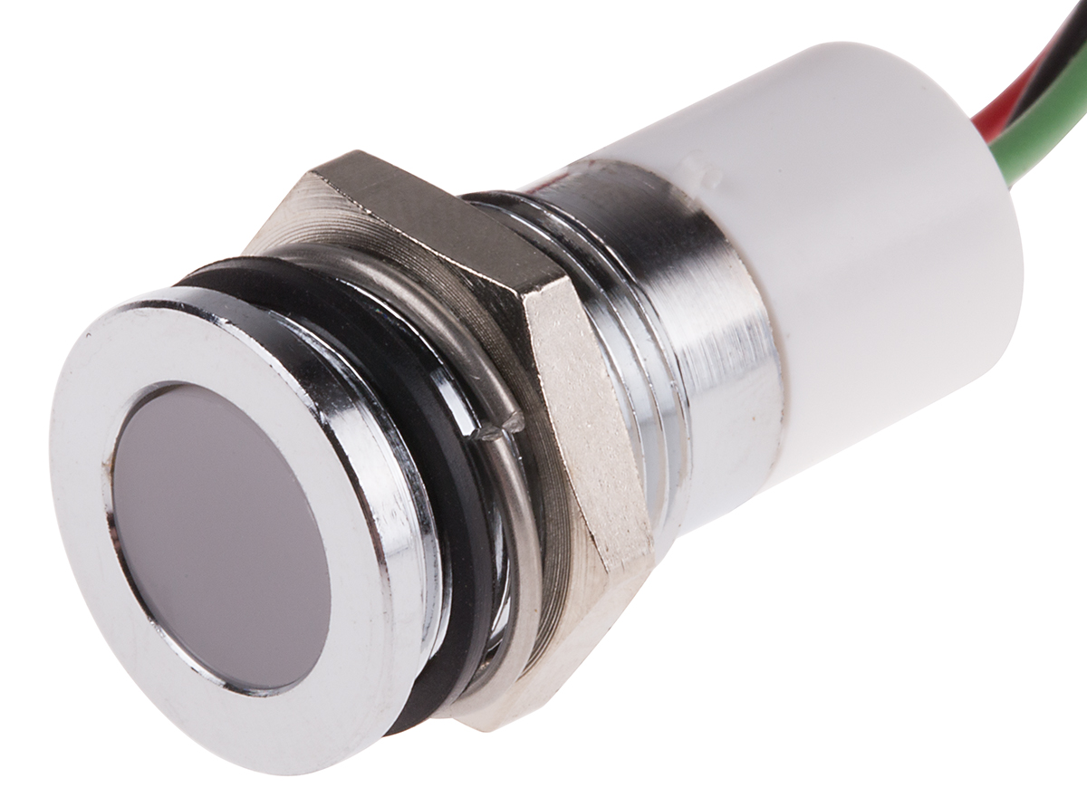 RS PRO Panel Mount Indicator, 12V dc, Lead Wire Termination, IP67