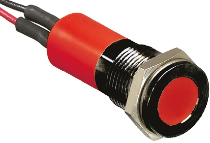 RS PRO Red Panel Mount Indicator, 12V dc, Lead Wire Termination, IP67