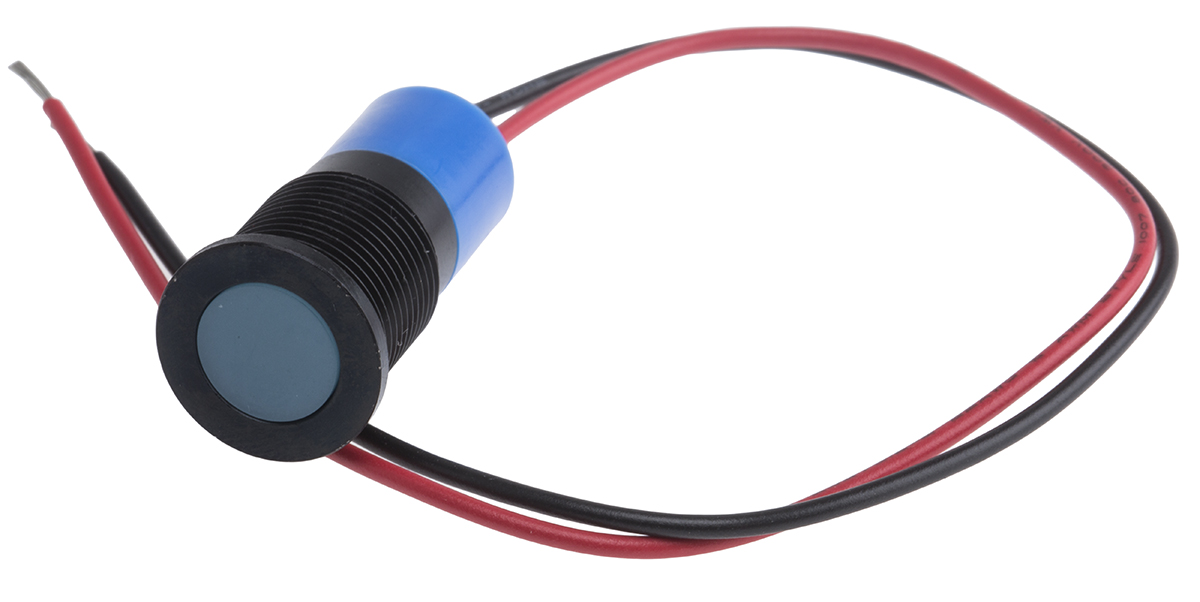 RS PRO Blue Panel Mount Indicator, 12V dc, Lead Wire Termination, IP67