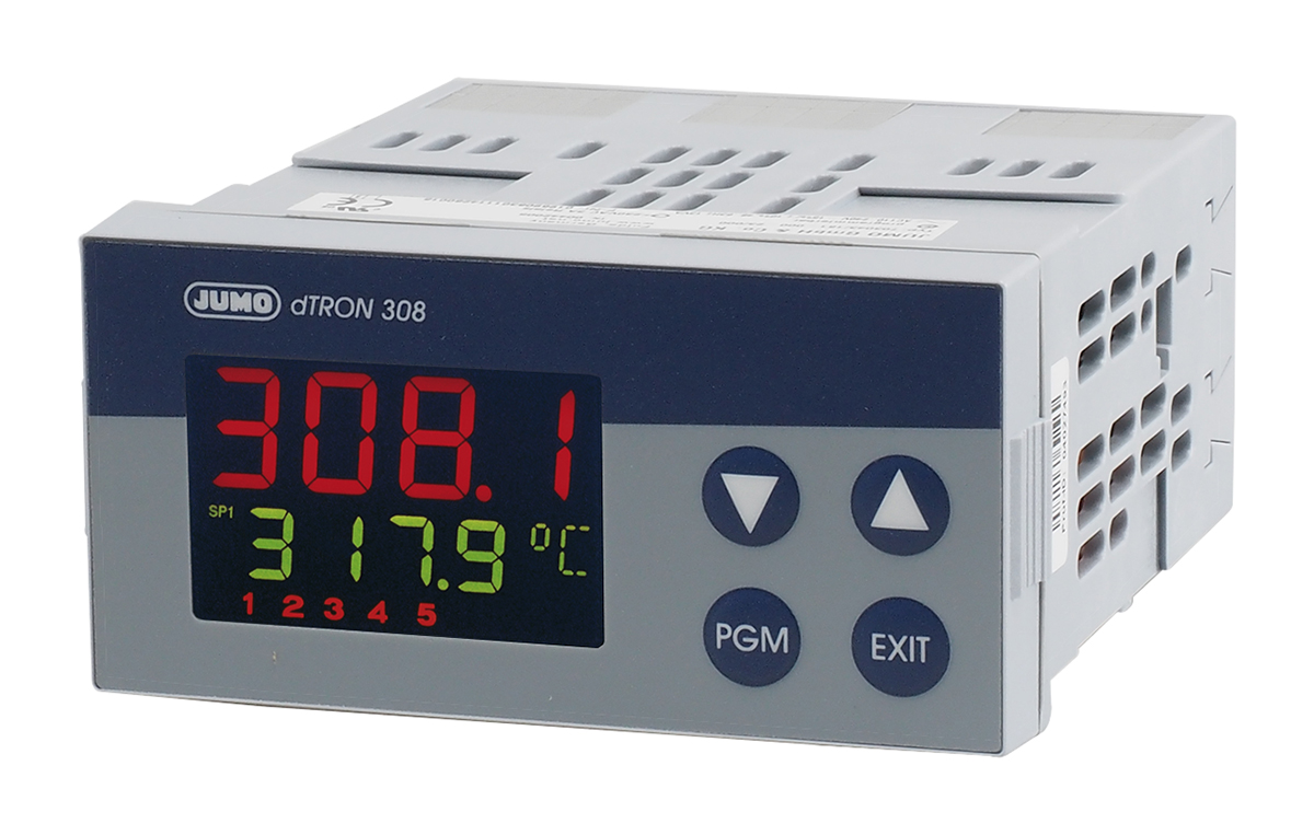 703043181-000-23000 Jumo JUMO dTRON 300 Panel PID Temperature Controller 2 Input, 4 Output Logic/SSR 240V ac On-Off
