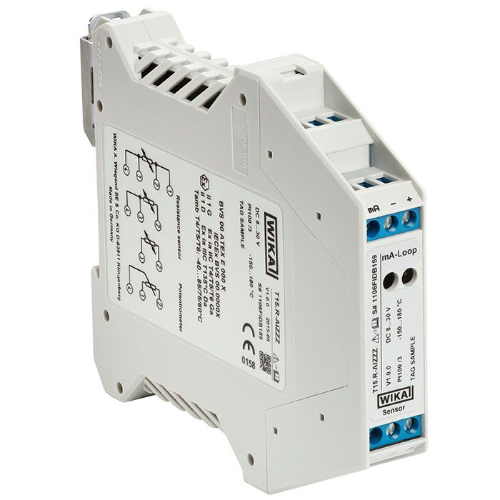 WIKA T15.R Rail DIN Temperature Transmitter PT100 Input, 85 °C, -40 °C