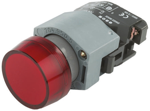 EAO Red LED Pilot Light, 22.5 mm Cutout, IP65, Round