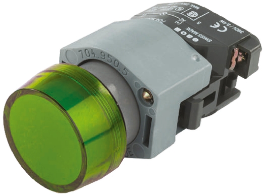 EAO, 704-000, Panel Green LED Indicator Pilot Light, 22.5 mm Cutout, IP65, Round