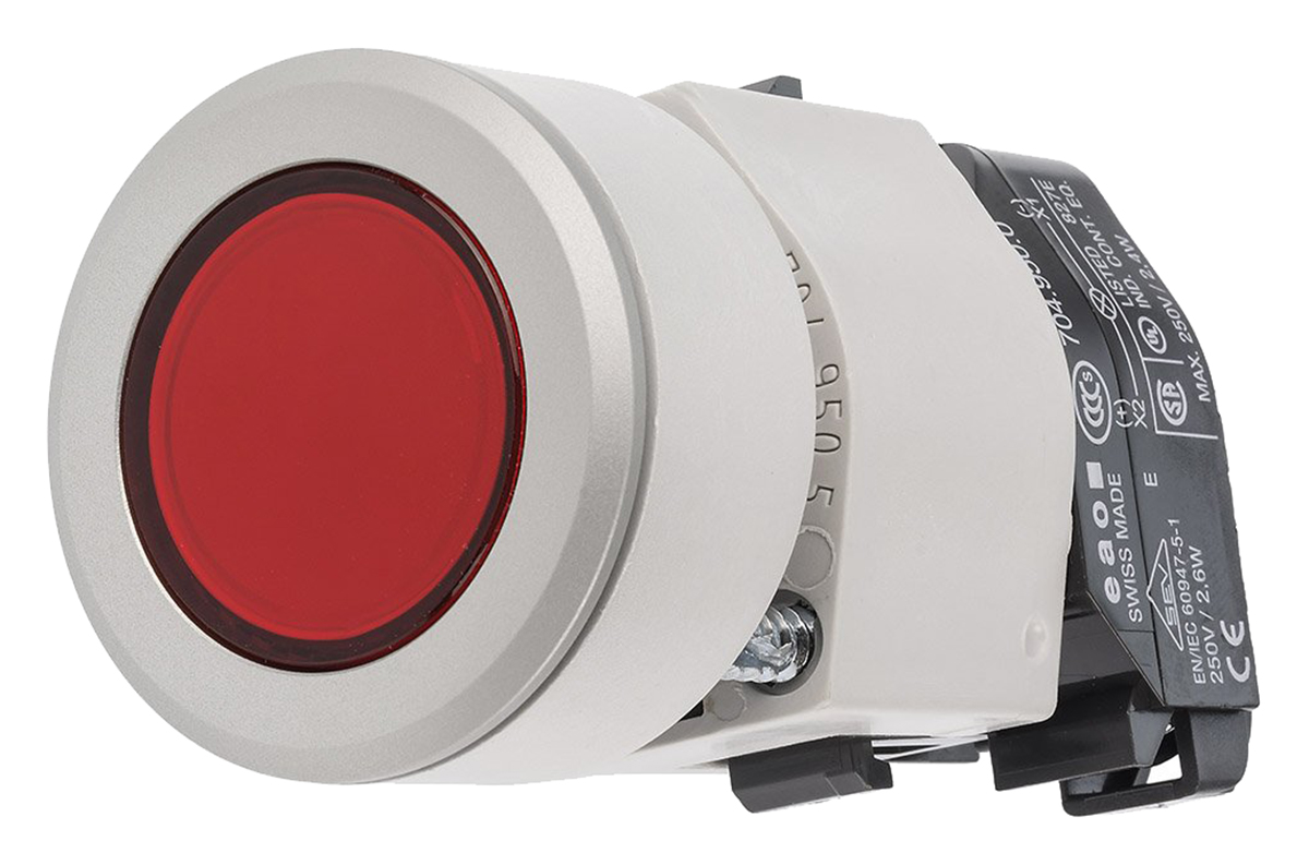 EAO 704 Series Red Momentary Push Button Head, 30.5 mm Cutout, IP65