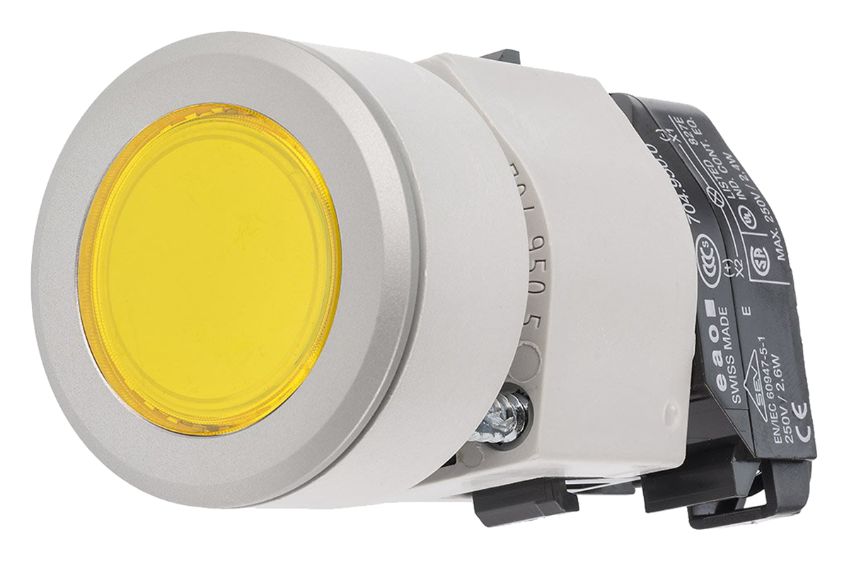 EAO 04 Series Yellow Momentary Push Button Head, 30.5 mm Cutout, IP65