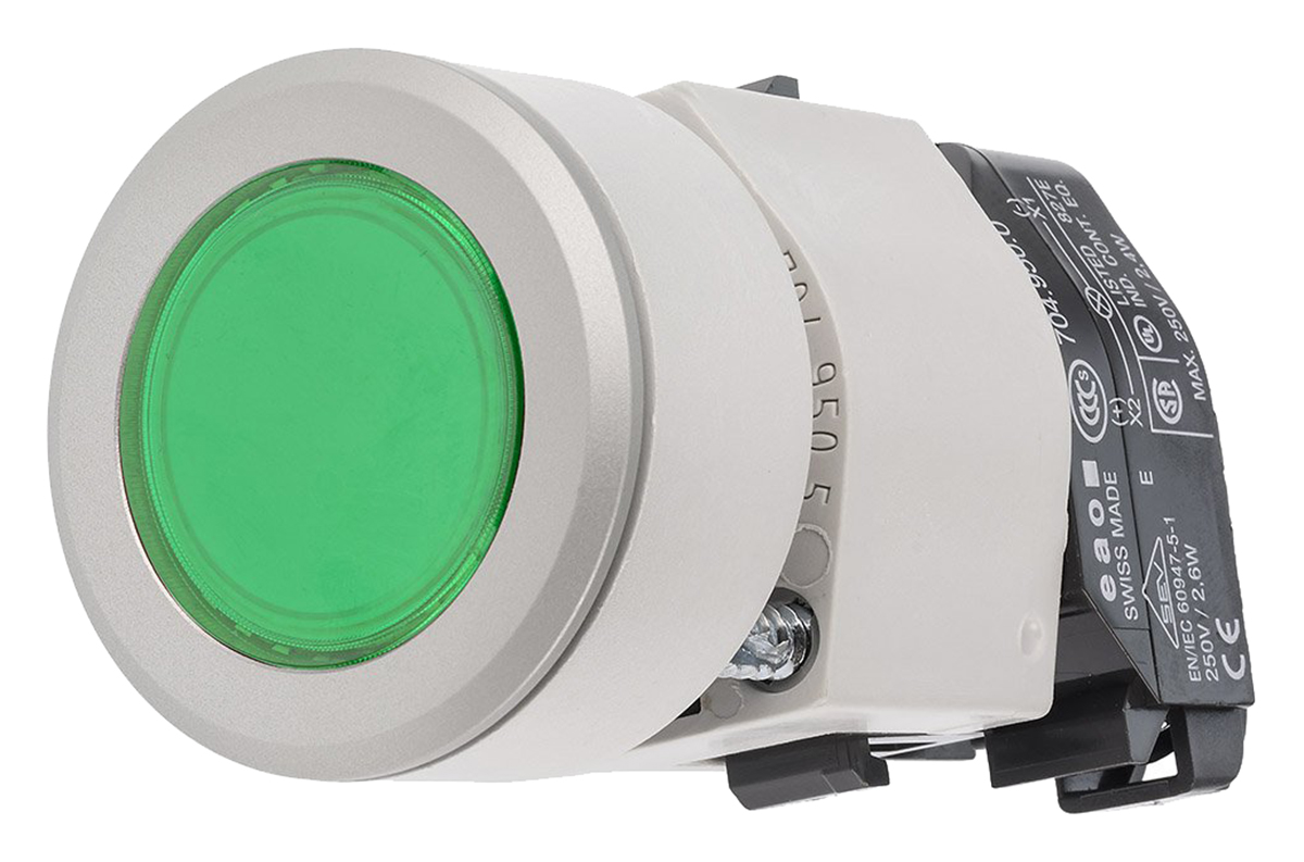 EAO 04 Series Green Momentary Push Button Head, 30.5 mm Cutout, IP65