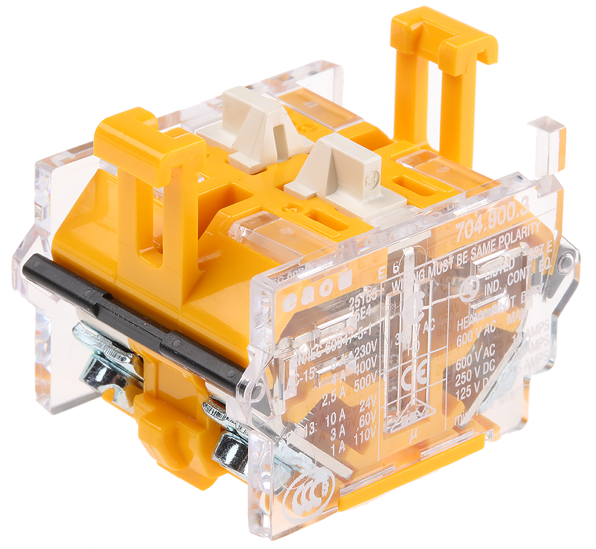 EAO 04 Series Contact Block, 500V ac, Blue, Clear, Green, Red, Yellow, White Light, 1 CO