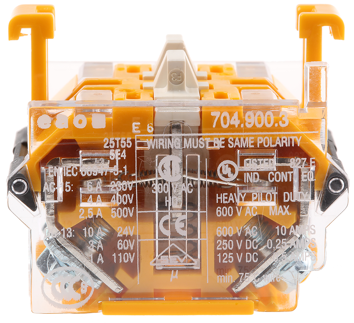 7049003 EAO 04 Series Contact Block, 500V ac, Blue, Clear, Green, Red, Yellow, White Light, 1 CO