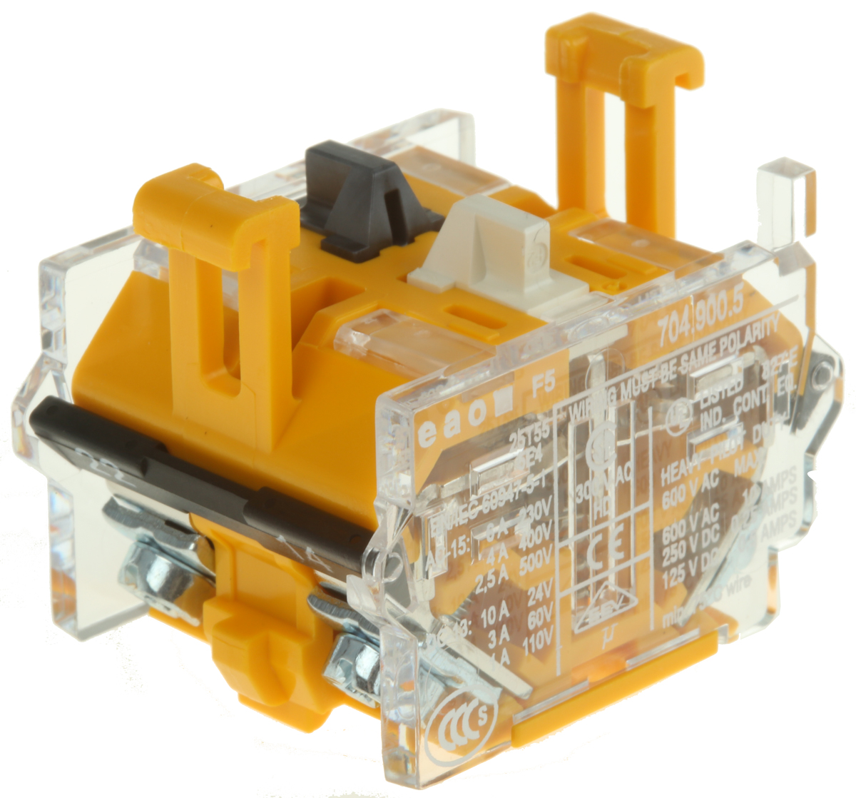 EAO 04 Series Contact Block, 500V ac, Green, Blue, Clear, Yellow, White, Red Light, 1 CO