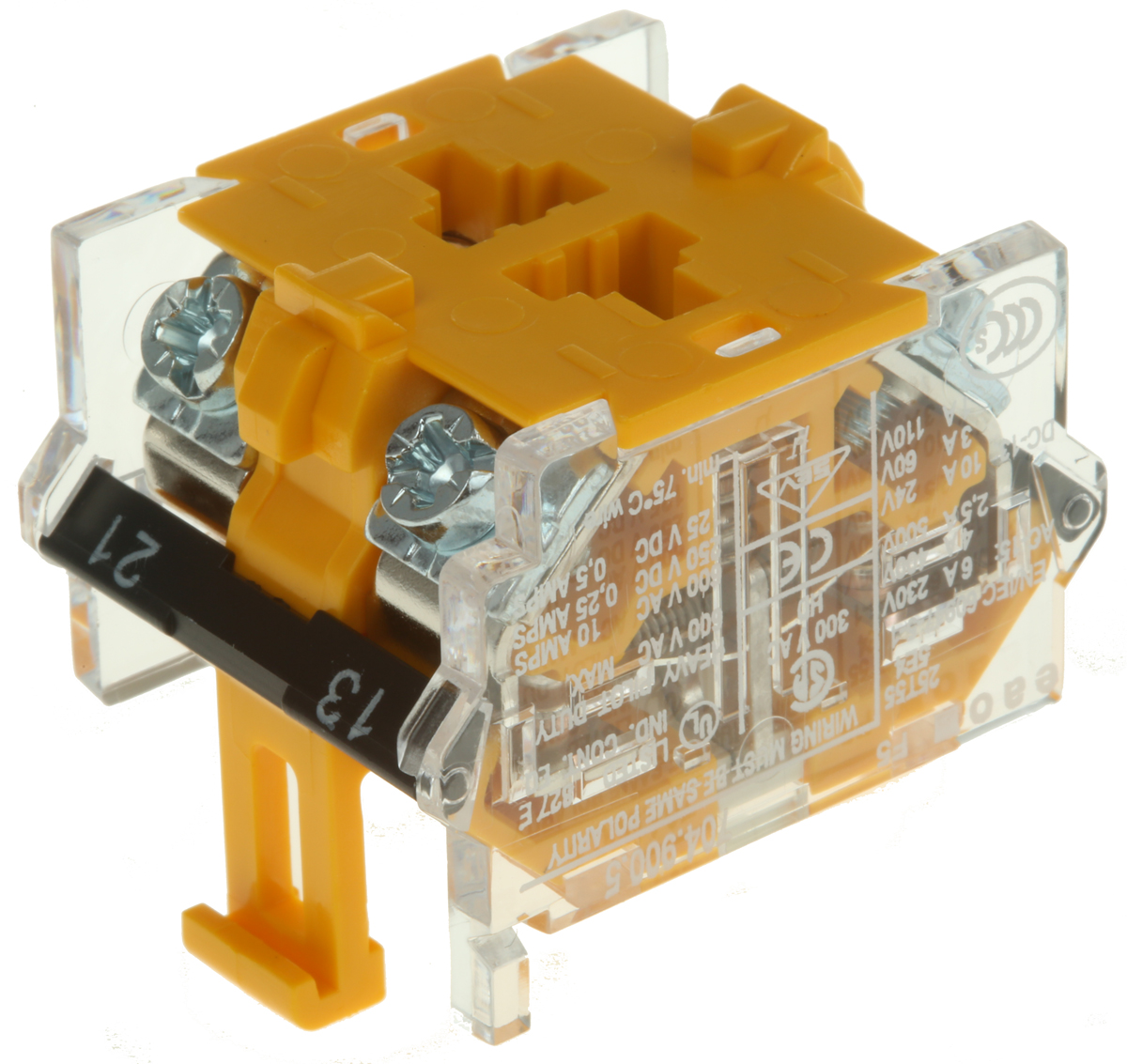 7049005 EAO 04 Series Contact Block, 500V ac, Green, Blue, Clear, Yellow, White, Red Light, 1 CO
