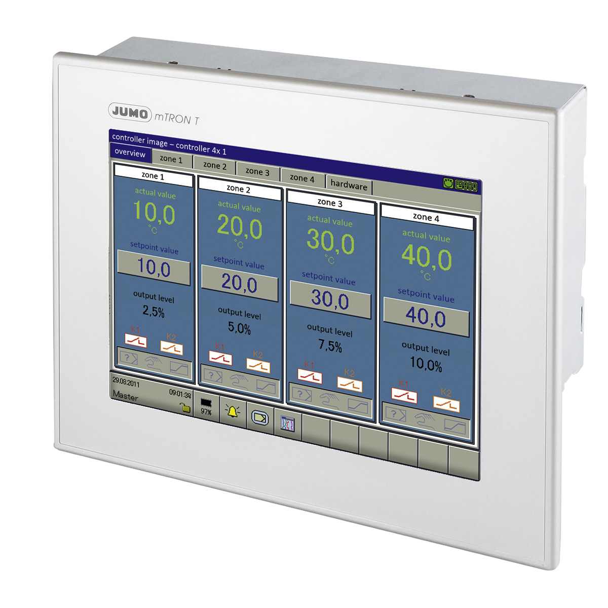 Jumo 705010 LCD Digital Panel Multifunction Meter for Measured Data, Batch Data, Process Data,  195 mm  x 235 mm