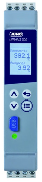 Jumo dTRANS T06 Temperature Transmitter PT100 Input 24V dc, 70 °C, -10 °C