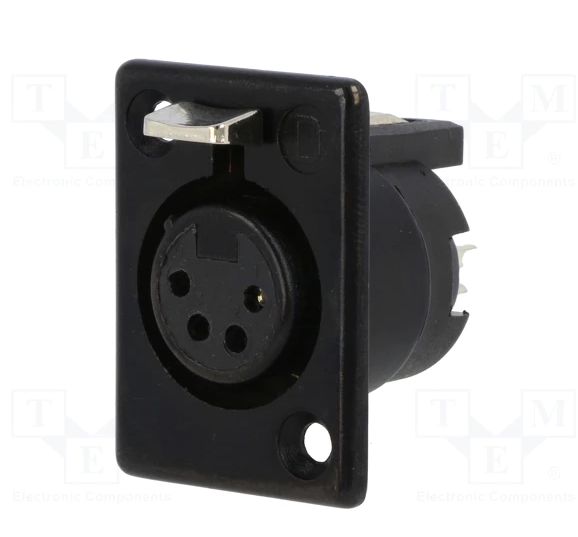 Deltron Panel XLR Connector, Straight, 50V ac Female, 4 Way, Silver Plating