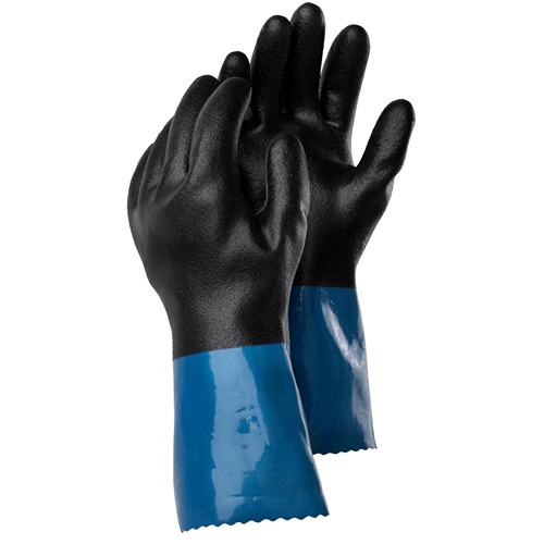 Tegera 71000 Black, Blue Nylon, Tricot Work Gloves, Size 11, Nitrile, Nitrile, PVC, PVC Coating