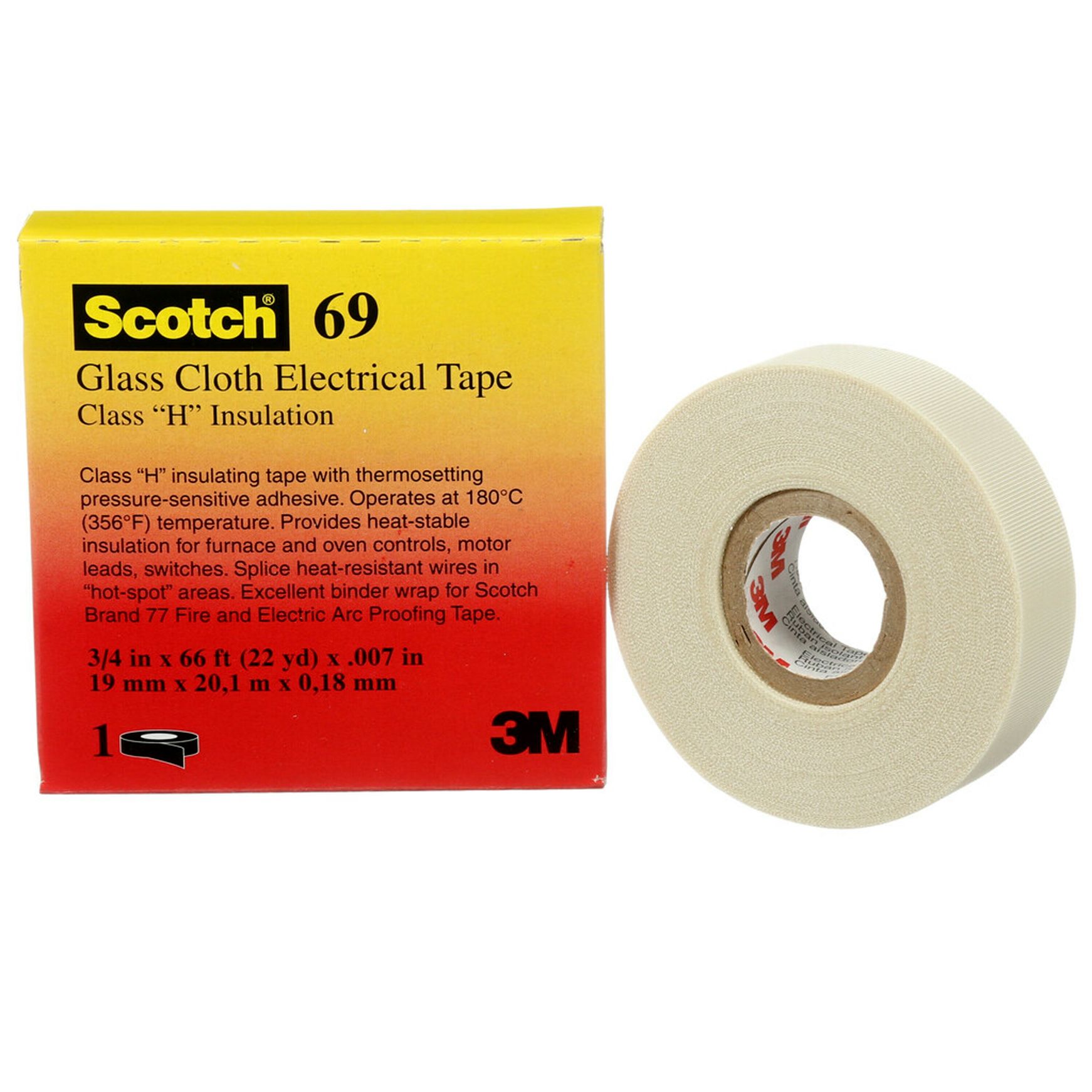 3M ET White Glass Cloth Electrical Tape, 15mm x 33 m