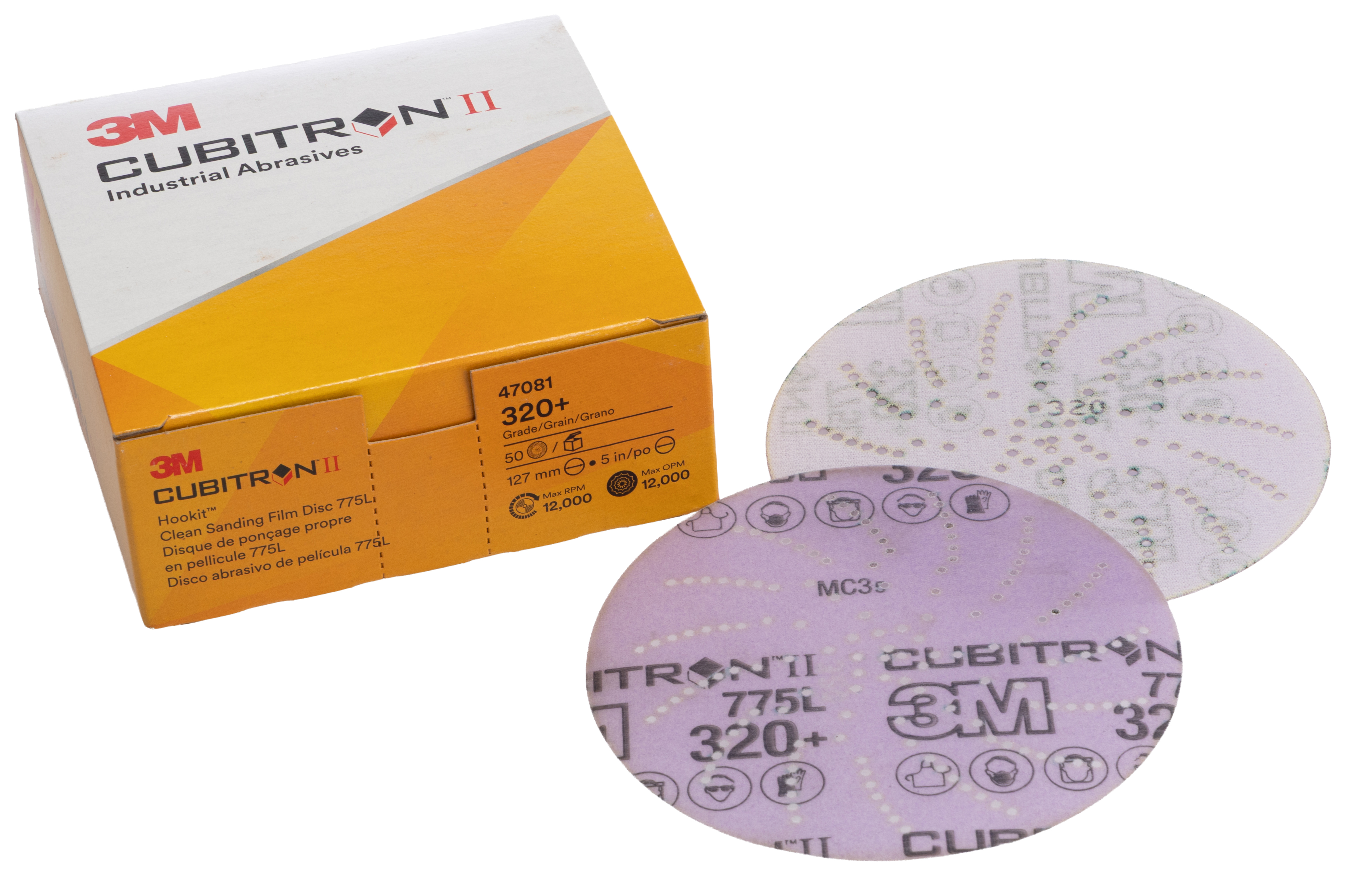 3M 3M Xtract Cubitron II Film Disc 775L Ceramic Abrasive Disc Abrasive Disc, 127 mm, 320+ Grade, 50/250 Grit 250 Per