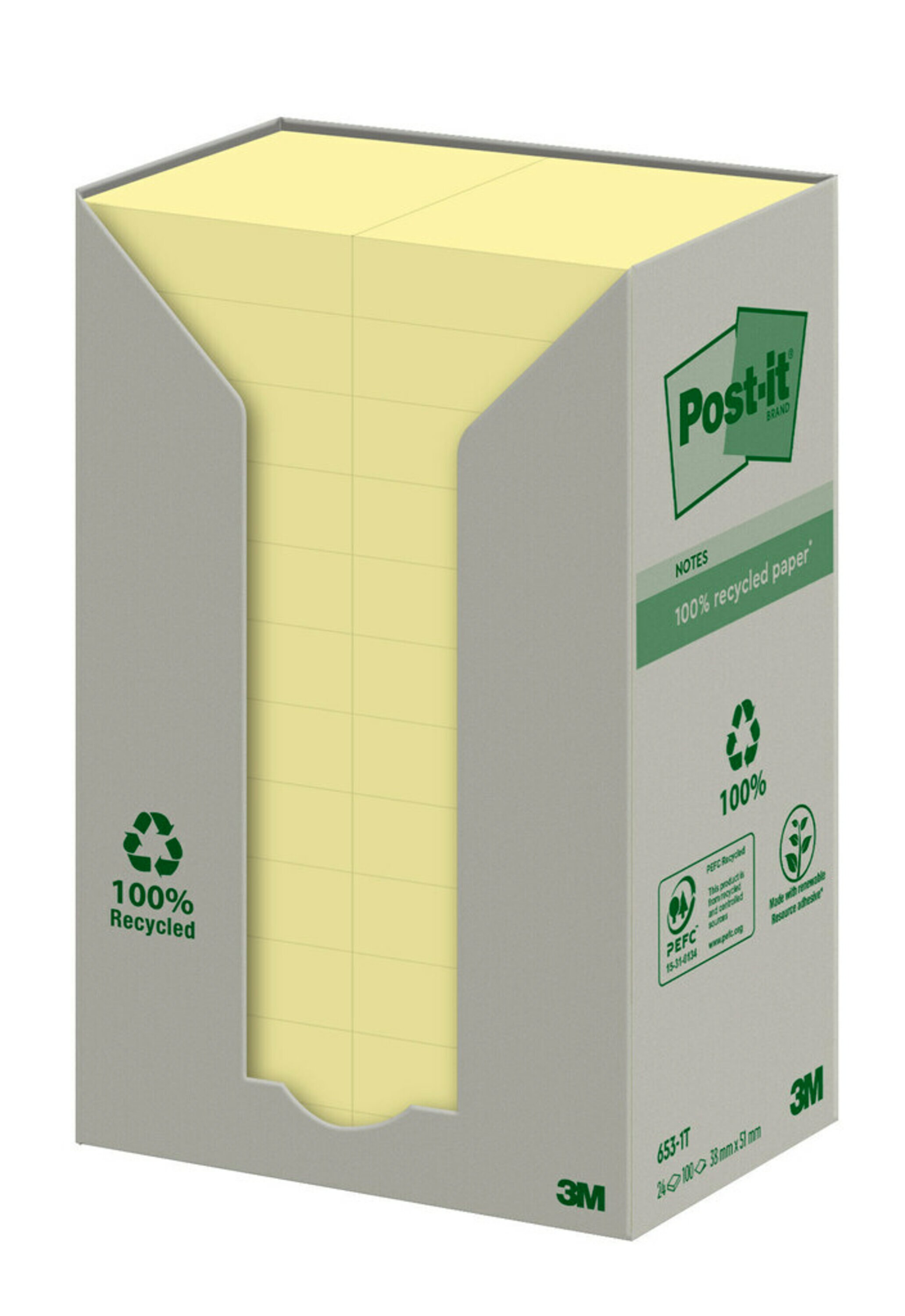 3M Yellow Sticky Note, 12 Notes per Pad, 76 mm x 76 mm