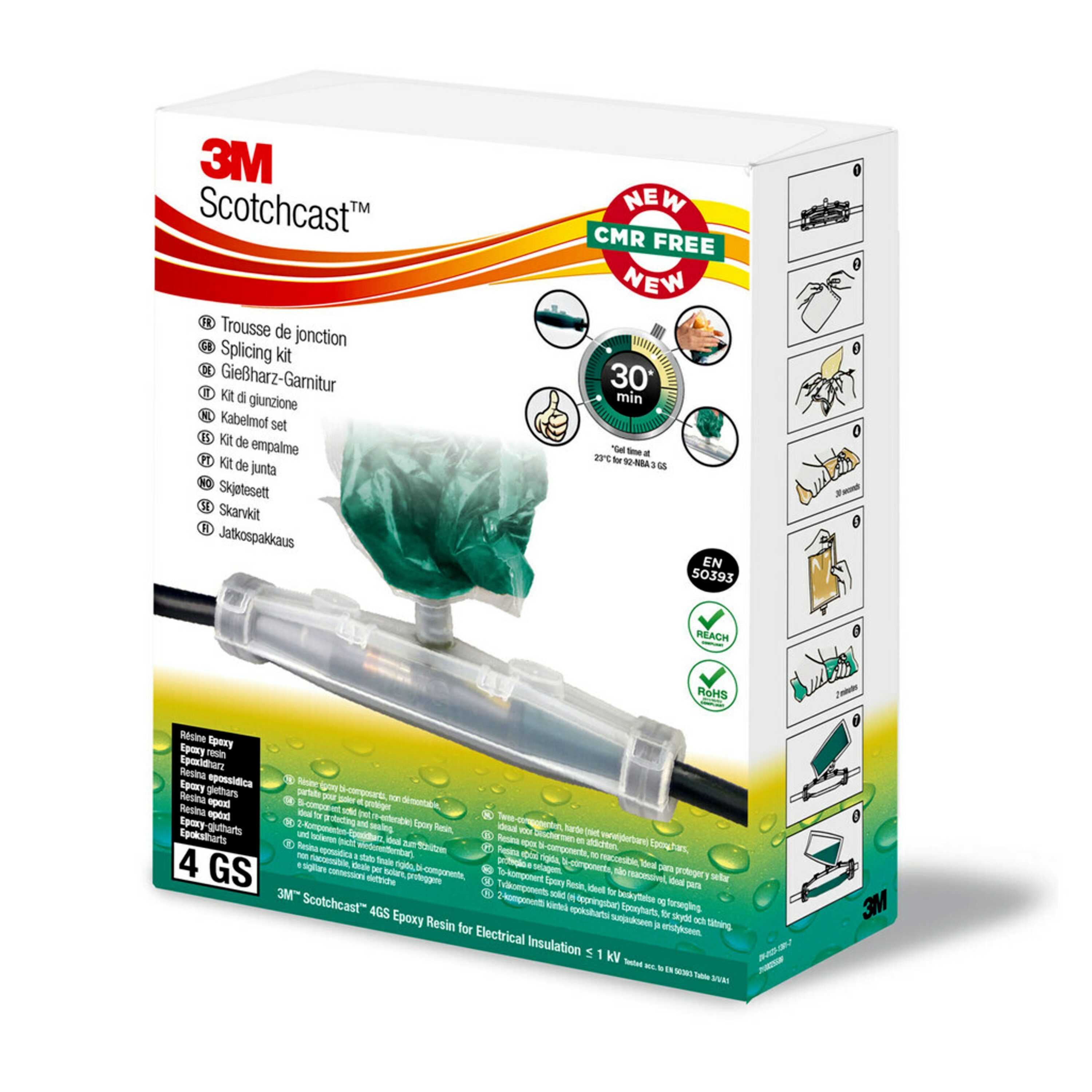 3M Scotchcast Cable Joint Kit Straight Colour Mixing Indicator, Epoxy Resin, Transparent Mould Body, Aluminium Guard