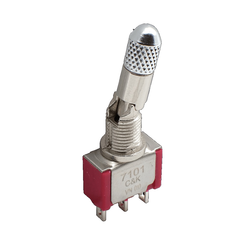 C & K Toggle Switch, Through Hole Mount, On-None-On, 1 (Signal Contact), Through Hole Terminal, 20 V, 20 V