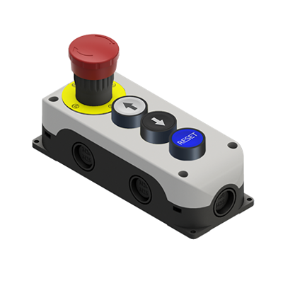 RS PRO Momentary, Stop Control Station Switch - 2 NO/2 NC, Polycarbonate, Black, Red, Up, IP65