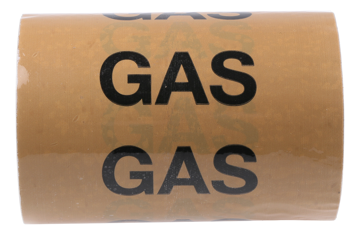 RS PRO Beige Polypropylene, Vinyl Pipe Marking Tape, text Gas, Dim. W 150mm x L 33 m