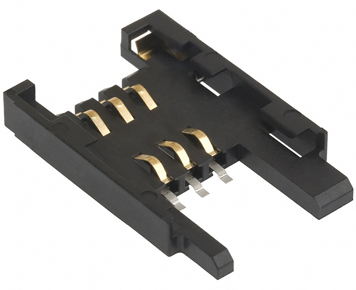 Amphenol Communications Solutions 2.54 mm Pitch 6 Way Surface Mount Mount Memory Socket ,1.0kV, 10A