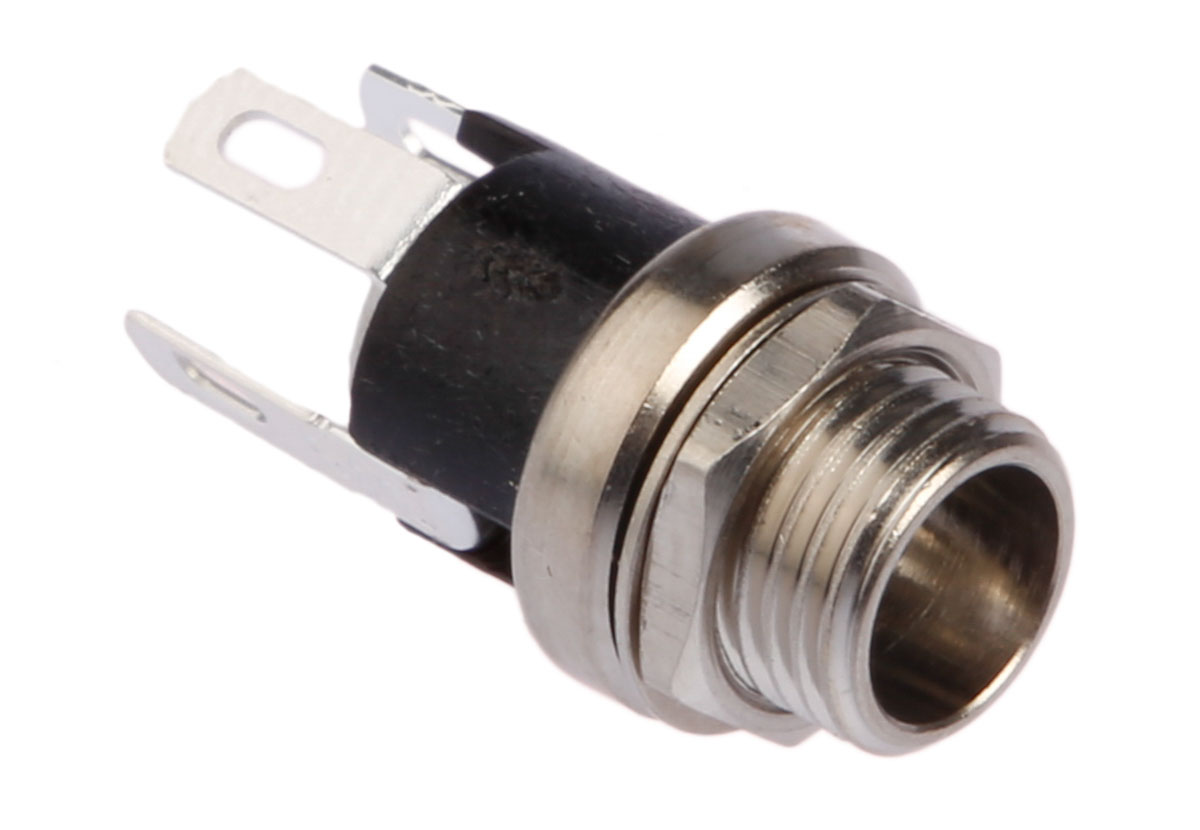 Switchcraft Straight DC Socket 5A, 12.0V, Panel Mount, Silver