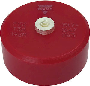 Vishay Single Layer Ceramic Capacitor 1 nF 27kV dc ±20 % N4700 Dielectric, 715C40KT, Screw 85 °C Max Op. Temp.