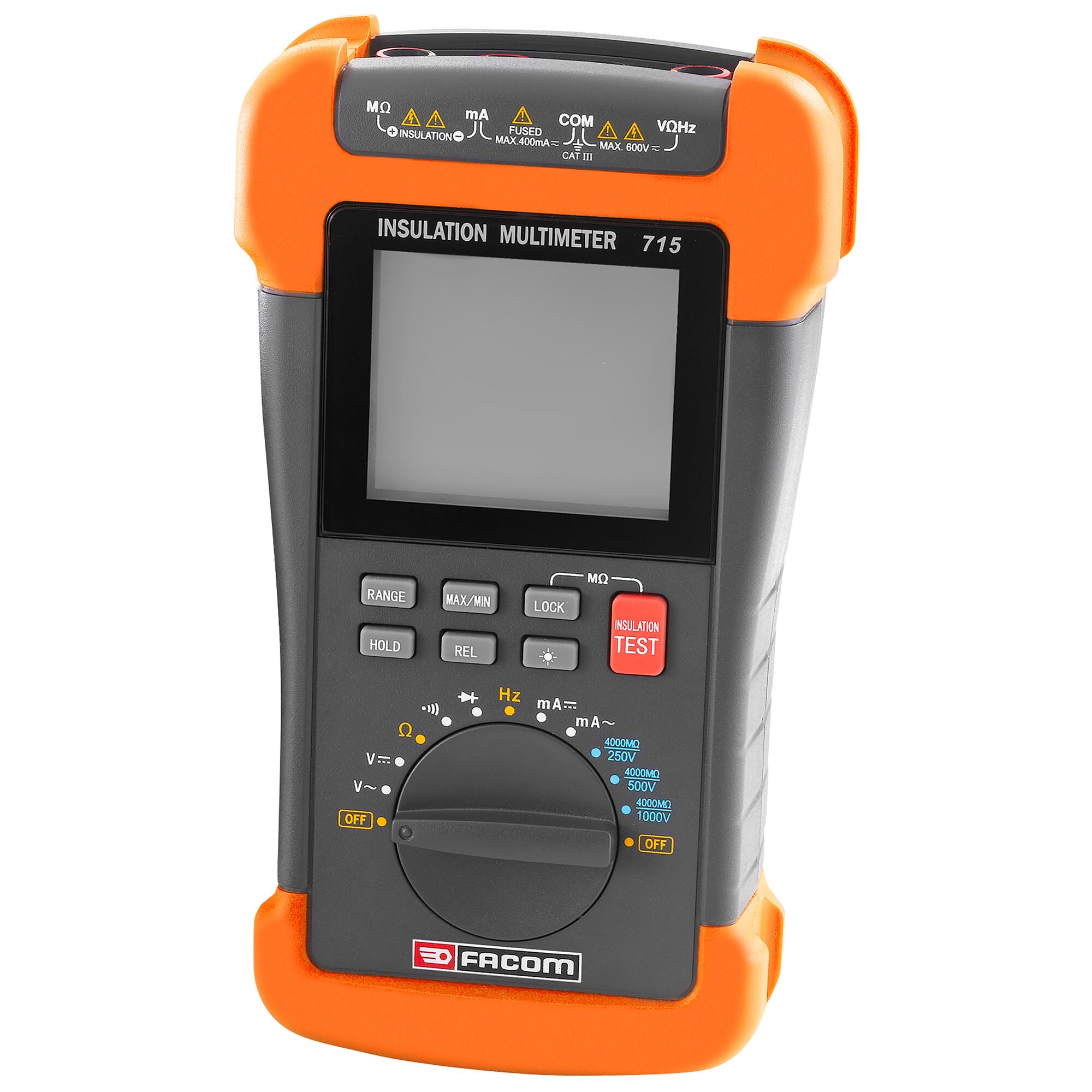 Facom 715PB Handheld Ohmmeter, 4000 mΩ Max, Voltage, Current