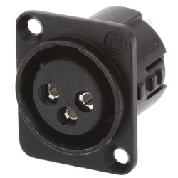 Deltron Panel XLR Connector, Straight, 50V Female, 3 Way, Silver Plating
