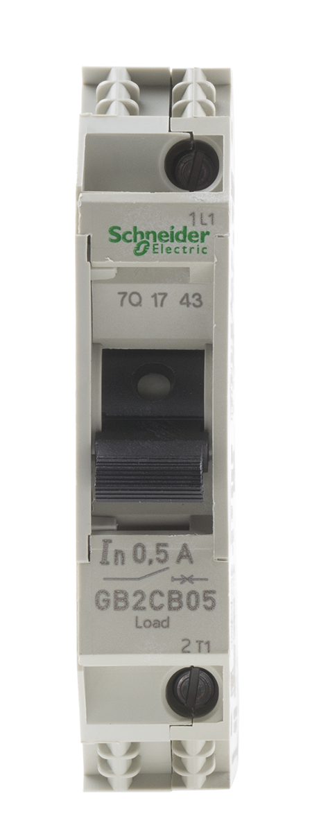 gb2cb05 Schneider Electric 500mA 1P Pole Thermal Magnetic Circuit Breaker, 277 V ac, 415 V ac GB2