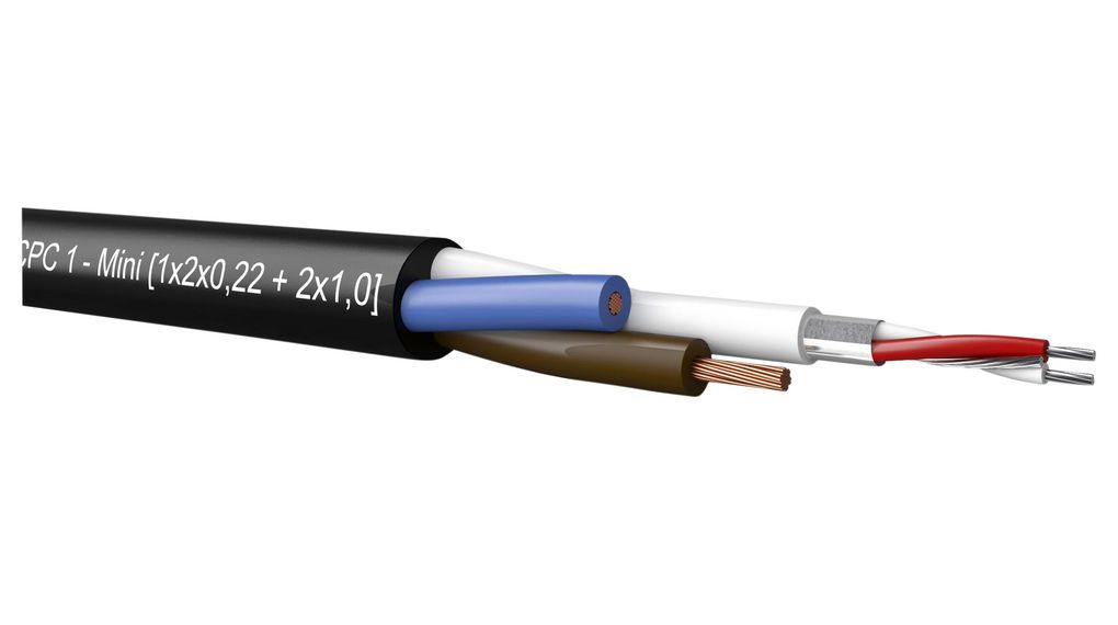 Kabeltronik 72003 Series 2 Core, 0.22 mm² CSA Screened, 7.5 mm OD, 100 m, Black