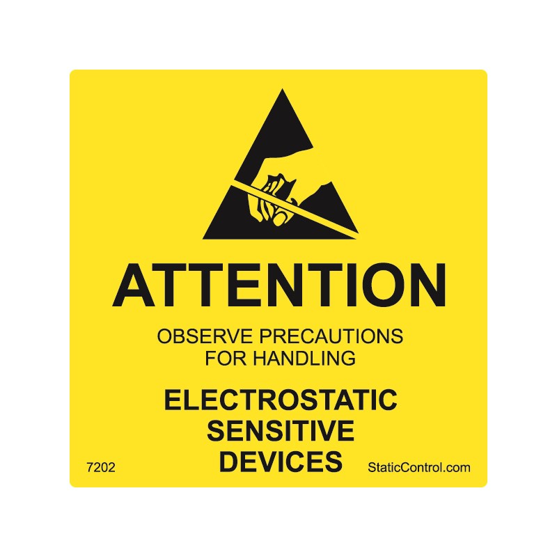 SCS Yellow Paper Safety Label Attention Text 51 mm x 51 mm