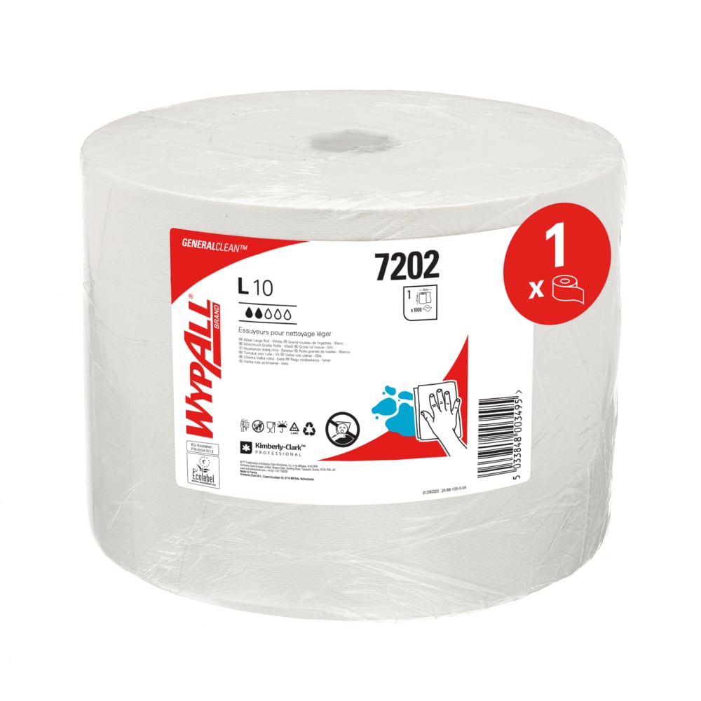 WYPALL WypAll Roll Paper Towel, 380 x 240 mm, 1 Ply, 1000 Sheets