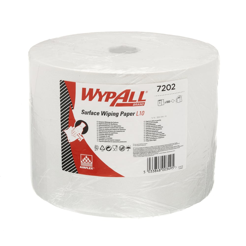 7202 WYPALL WypAll Roll Paper Towel, 380 x 240 mm, 1 Ply, 1000 Sheets