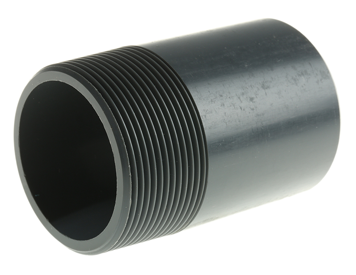Georg Fischer Plastic Pipe Fitting, Straight Threaded R Nipple 2 in