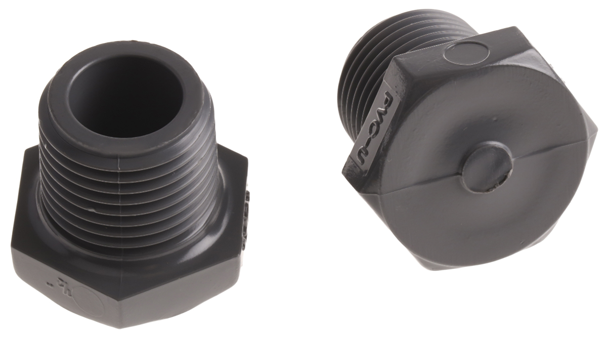 Georg Fischer Plastic Pipe Fitting, Straight Threaded G Plug 1/2 in 1/2 in