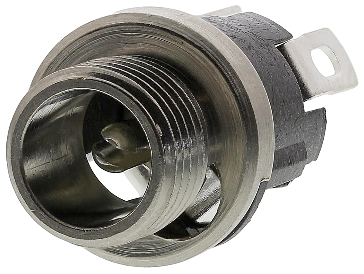 Switchcraft Straight DC Socket 5.0A, 12.0V, Panel Mount, Silver