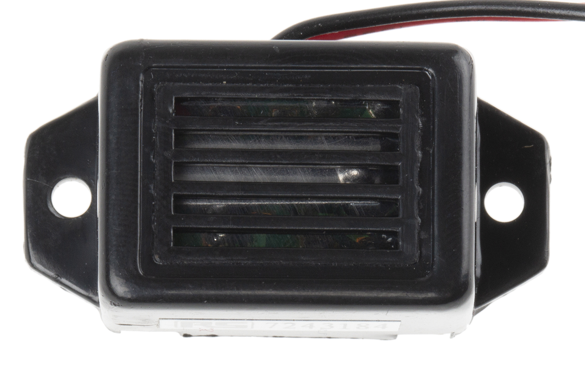 724-3184 RS PRO 75 dB Flange Continuous Internal Magnetic Buzzer Component 15.5 mm 9 V dc Min 33.5 mm 15.5mm 15V dc Max