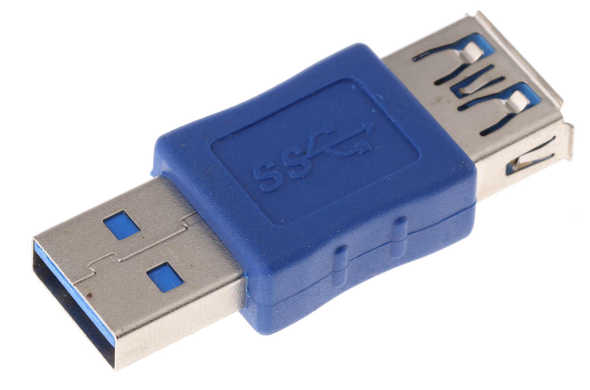 724-4147 RS PRO USB Type A to Male to USB Type A Male Adapter