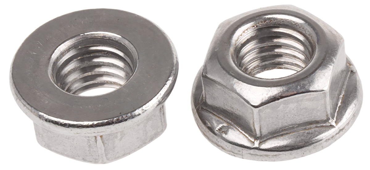 RS PRO, Plain Stainless Steel Flanged Hex Nut, DIN 6923, Metric