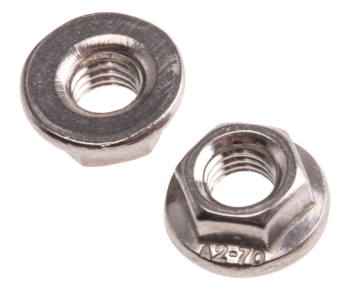 RS PRO, Plain Stainless Steel Flanged Hex Nut, DIN 6923, Metric