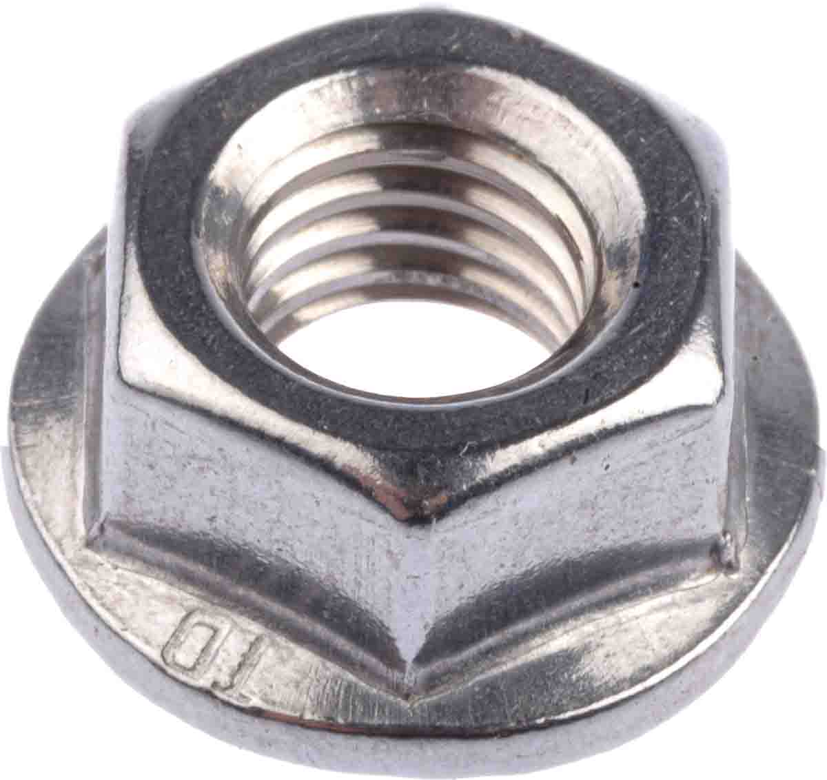 RS PRO, Plain Stainless Steel Flanged Hex Nut, DIN 6923, Metric
