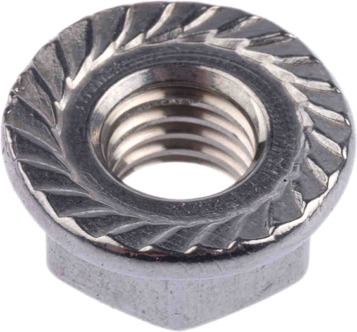 725-9662 RS PRO, Plain Stainless Steel Flanged Hex Nut, DIN 6923, Metric