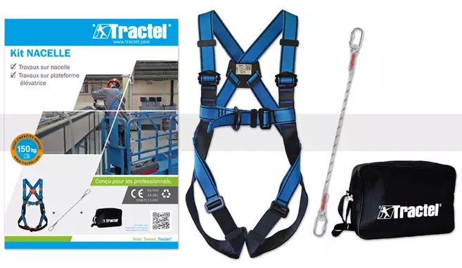 Tractel with a carry bag, a LD 1.5 m lanyard with connectors, HT22 safety harness